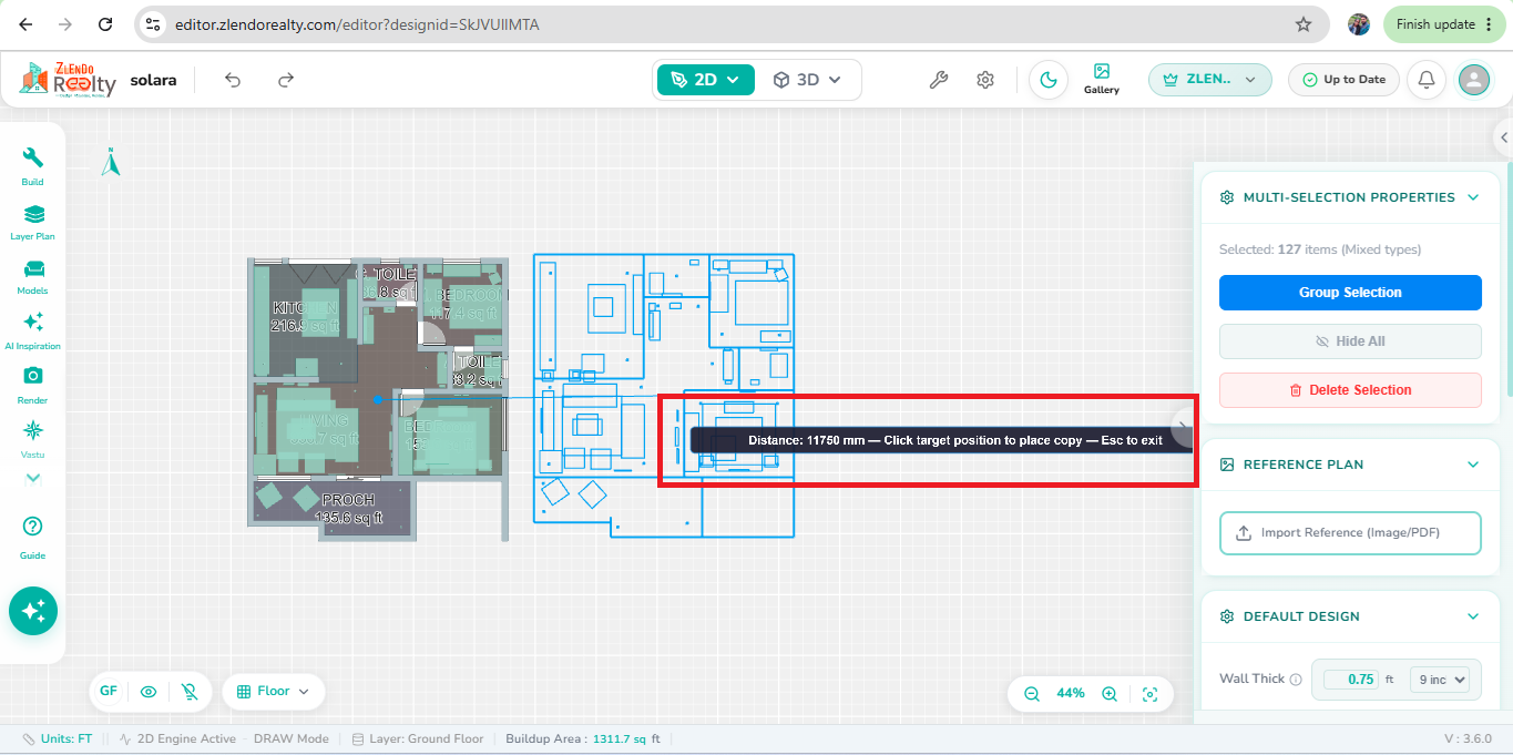 Copy tool used to create a duplicate of the selected object.